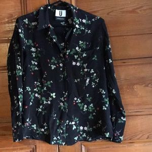 Topshop unique wedge wood pattern silk shirt
